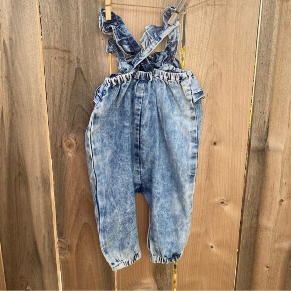 7 For All Mankind Acid Wash chambray Romper 3-6 months NWT - Picture 3 of 14